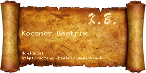 Kocsner Beatrix névjegykártya
